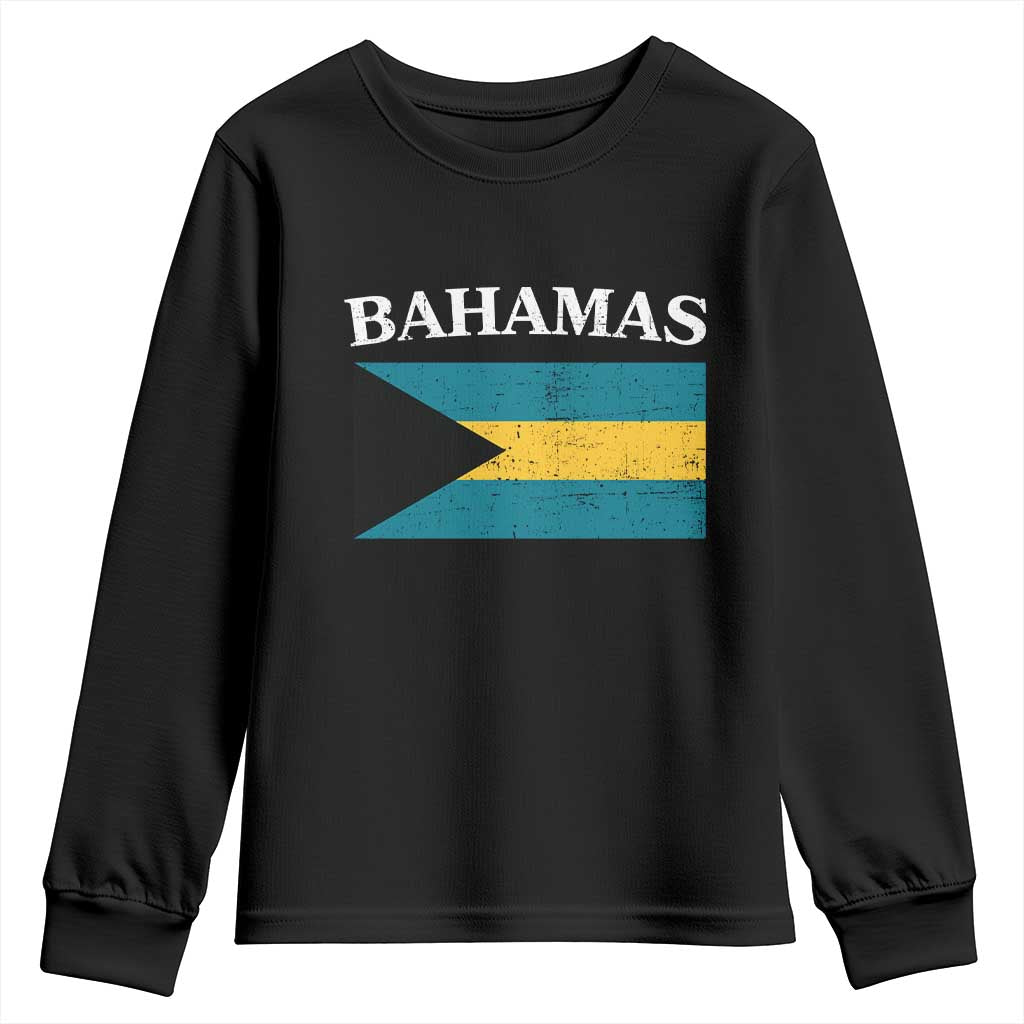 Bahamas Flag Youth Sweatshirt Retro Vintage Bahamian Gifts TS10 Black Print Your Wear