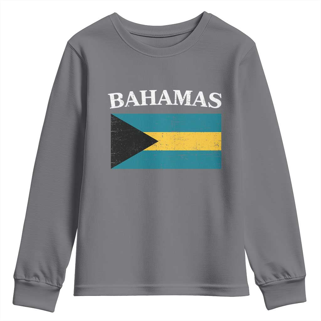 Bahamas Flag Youth Sweatshirt Retro Vintage Bahamian Gifts TS10 Charcoal Print Your Wear