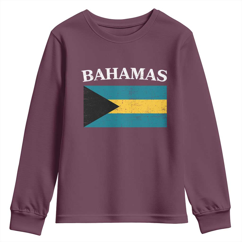 Bahamas Flag Youth Sweatshirt Retro Vintage Bahamian Gifts TS10 Maroon Print Your Wear
