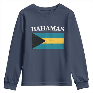 Bahamas Flag Youth Sweatshirt Retro Vintage Bahamian Gifts TS10 Navy Print Your Wear