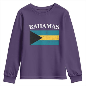 Bahamas Flag Youth Sweatshirt Retro Vintage Bahamian Gifts TS10 Purple Print Your Wear