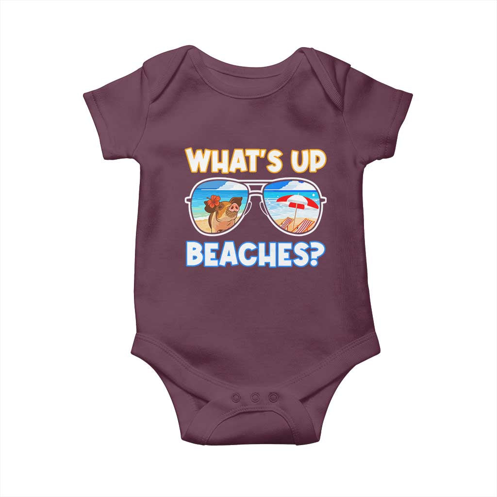 Bahamas Swimming Pigs Baby Onesie Pig Swim Caribbean Beach Summer Vacation TS10 Maroon Print Your Wear