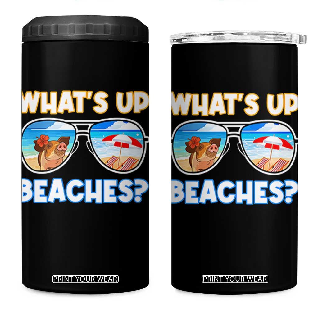 Bahamas Swimming Pigs 4 in 1 Can Cooler Tumbler Pig Swim Caribbean Beach Summer Vacation TS10 One Size: 16 oz Black Print Your Wear