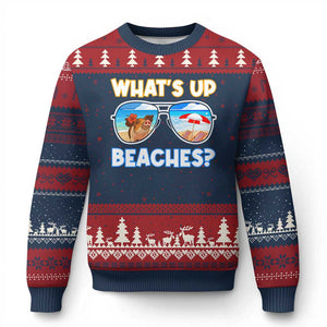 Bahamas Swimming Pigs Ugly Christmas Sweater Pig Swim Caribbean Beach Summer Vacation TS10 Navy Red Print Your Wear