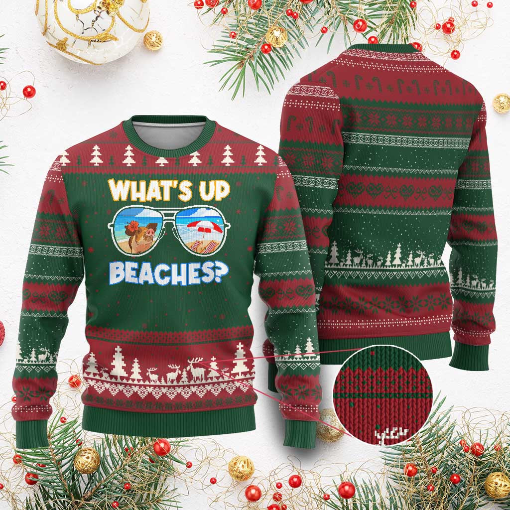 Bahamas Swimming Pigs Ugly Christmas Sweater Pig Swim Caribbean Beach Summer Vacation TS10 Red Green Print Your Wear
