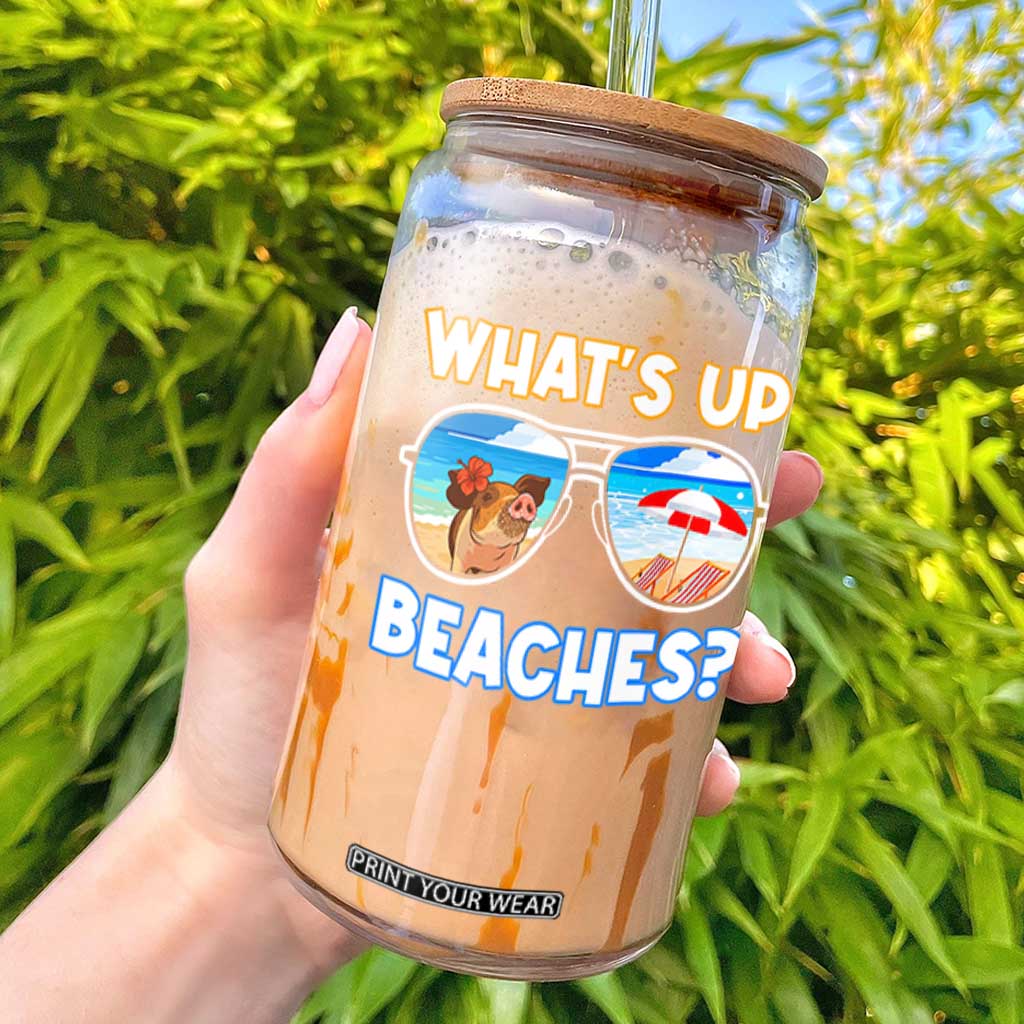 Bahamas Swimming Pigs Glass Can Pig Swim Caribbean Beach Summer Vacation TS10 Black Print Your Wear