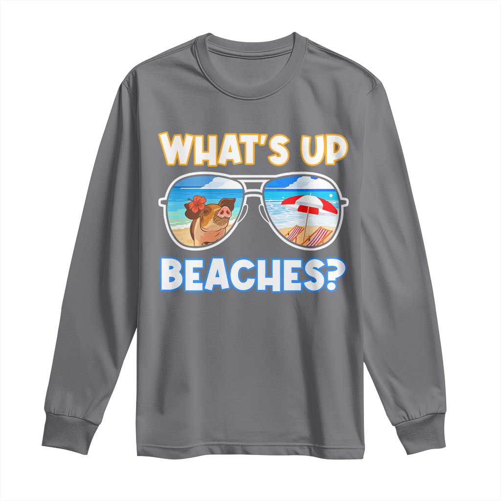 Bahamas Swimming Pigs Long Sleeve Shirt Pig Swim Caribbean Beach Summer Vacation TS10 Charcoal Print Your Wear