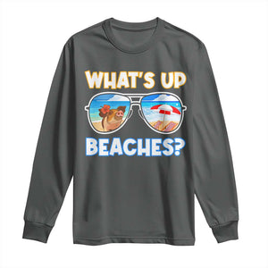 Bahamas Swimming Pigs Long Sleeve Shirt Pig Swim Caribbean Beach Summer Vacation TS10 Dark Heather Print Your Wear