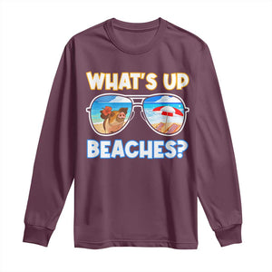 Bahamas Swimming Pigs Long Sleeve Shirt Pig Swim Caribbean Beach Summer Vacation TS10 Maroon Print Your Wear