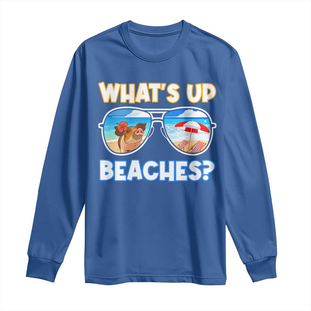 Bahamas Swimming Pigs Long Sleeve Shirt Pig Swim Caribbean Beach Summer Vacation TS10 Royal Blue Print Your Wear