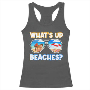 Bahamas Swimming Pigs Racerback Tank Top Pig Swim Caribbean Beach Summer Vacation TS10 Dark Heather Print Your Wear