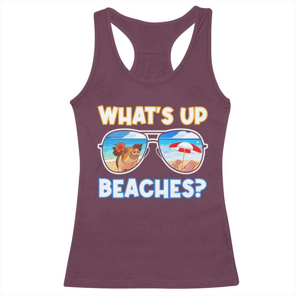 Bahamas Swimming Pigs Racerback Tank Top Pig Swim Caribbean Beach Summer Vacation TS10 Maroon Print Your Wear
