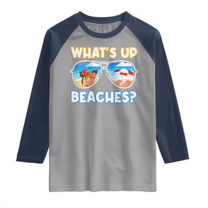 Bahamas Swimming Pigs Raglan Shirt Pig Swim Caribbean Beach Summer Vacation TS10 Sport Gray Navy Print Your Wear