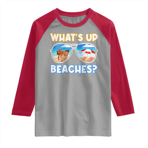 Bahamas Swimming Pigs Raglan Shirt Pig Swim Caribbean Beach Summer Vacation TS10 Sport Gray Red Print Your Wear