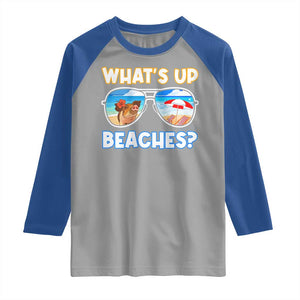 Bahamas Swimming Pigs Raglan Shirt Pig Swim Caribbean Beach Summer Vacation TS10 Sport Gray Royal Print Your Wear