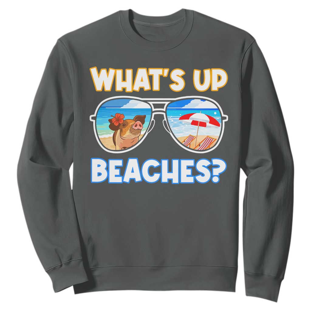 Bahamas Swimming Pigs Sweatshirt Pig Swim Caribbean Beach Summer Vacation TS10 Dark Heather Print Your Wear