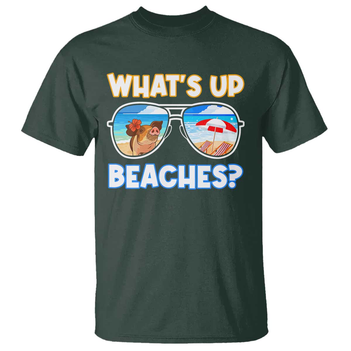Bahamas Swimming Pigs T Shirt Pig Swim Caribbean Beach Summer Vacation TS10 Dark Forest Green Print Your Wear