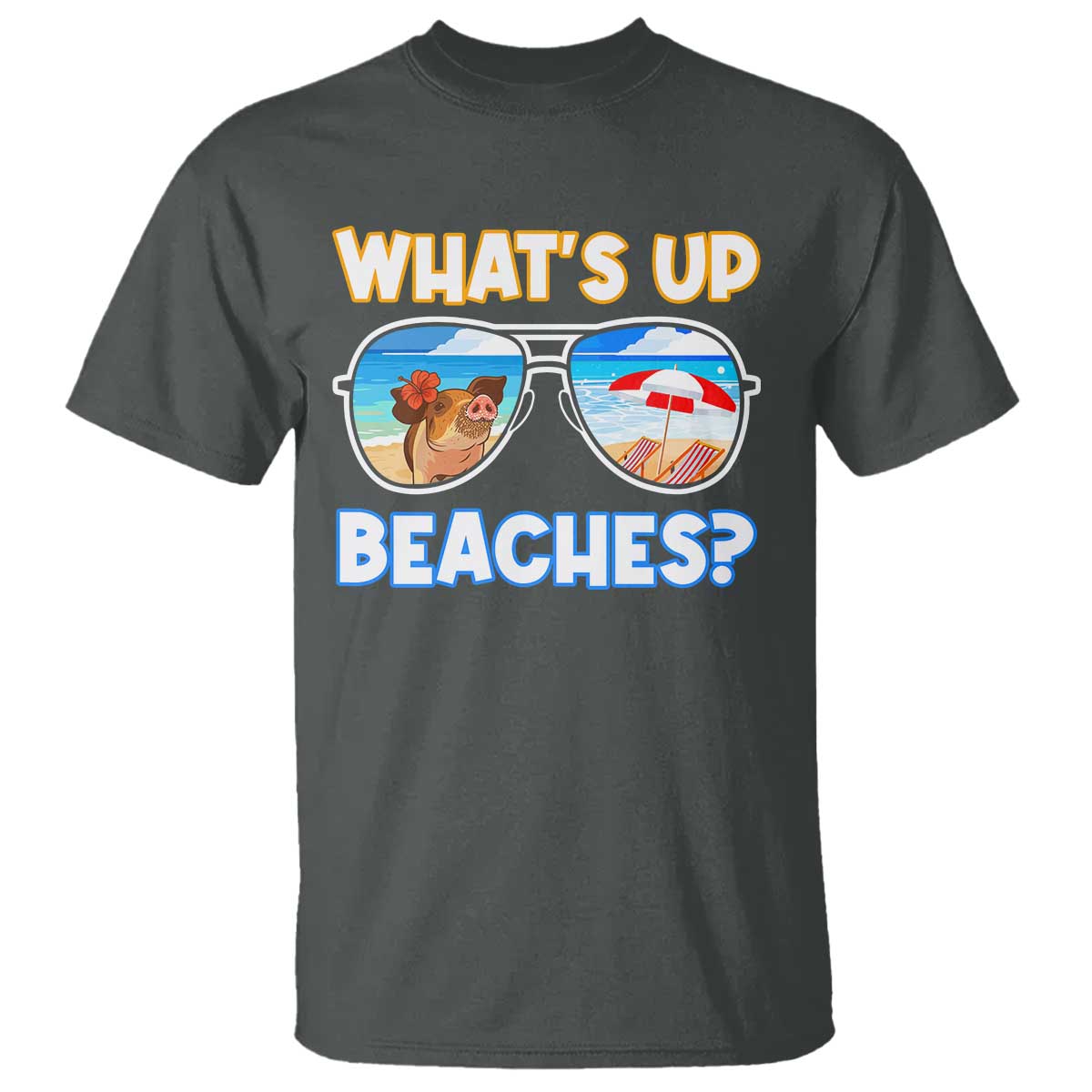 Bahamas Swimming Pigs T Shirt Pig Swim Caribbean Beach Summer Vacation TS10 Dark Heather Print Your Wear