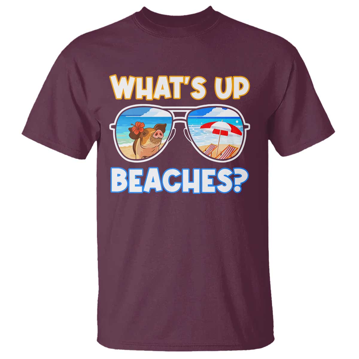 Bahamas Swimming Pigs T Shirt Pig Swim Caribbean Beach Summer Vacation TS10 Maroon Print Your Wear