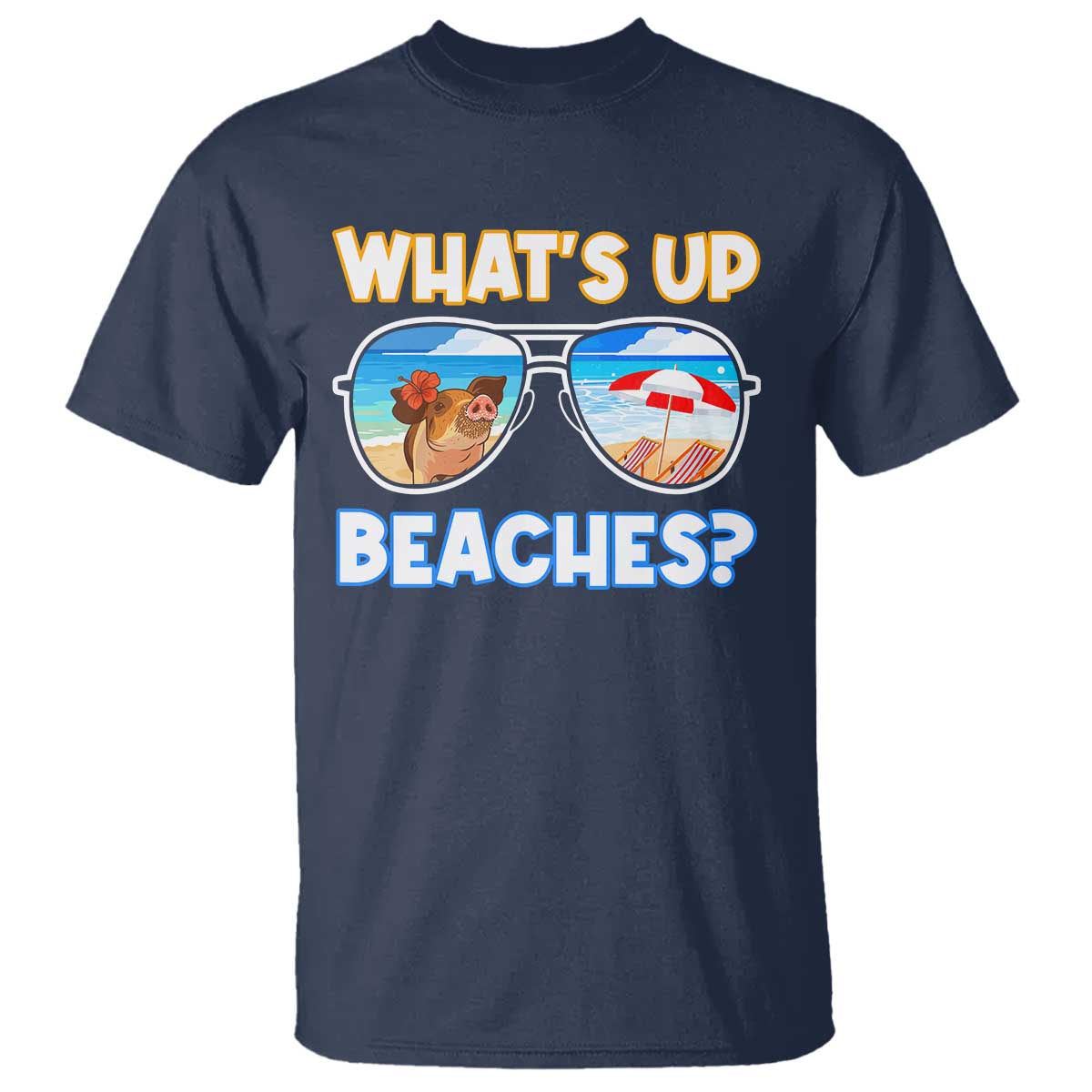 Bahamas Swimming Pigs T Shirt Pig Swim Caribbean Beach Summer Vacation TS10 Navy Print Your Wear