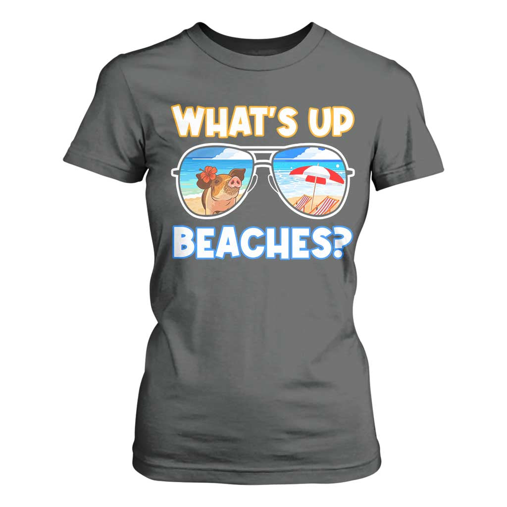 Bahamas Swimming Pigs T Shirt For Women Pig Swim Caribbean Beach Summer Vacation TS10 Dark Heather Print Your Wear