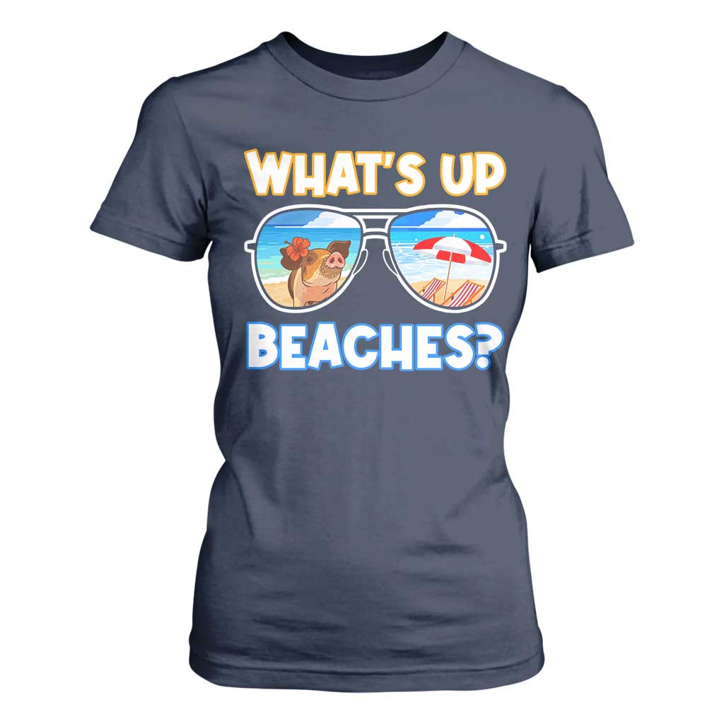 Bahamas Swimming Pigs T Shirt For Women Pig Swim Caribbean Beach Summer Vacation TS10 Navy Print Your Wear