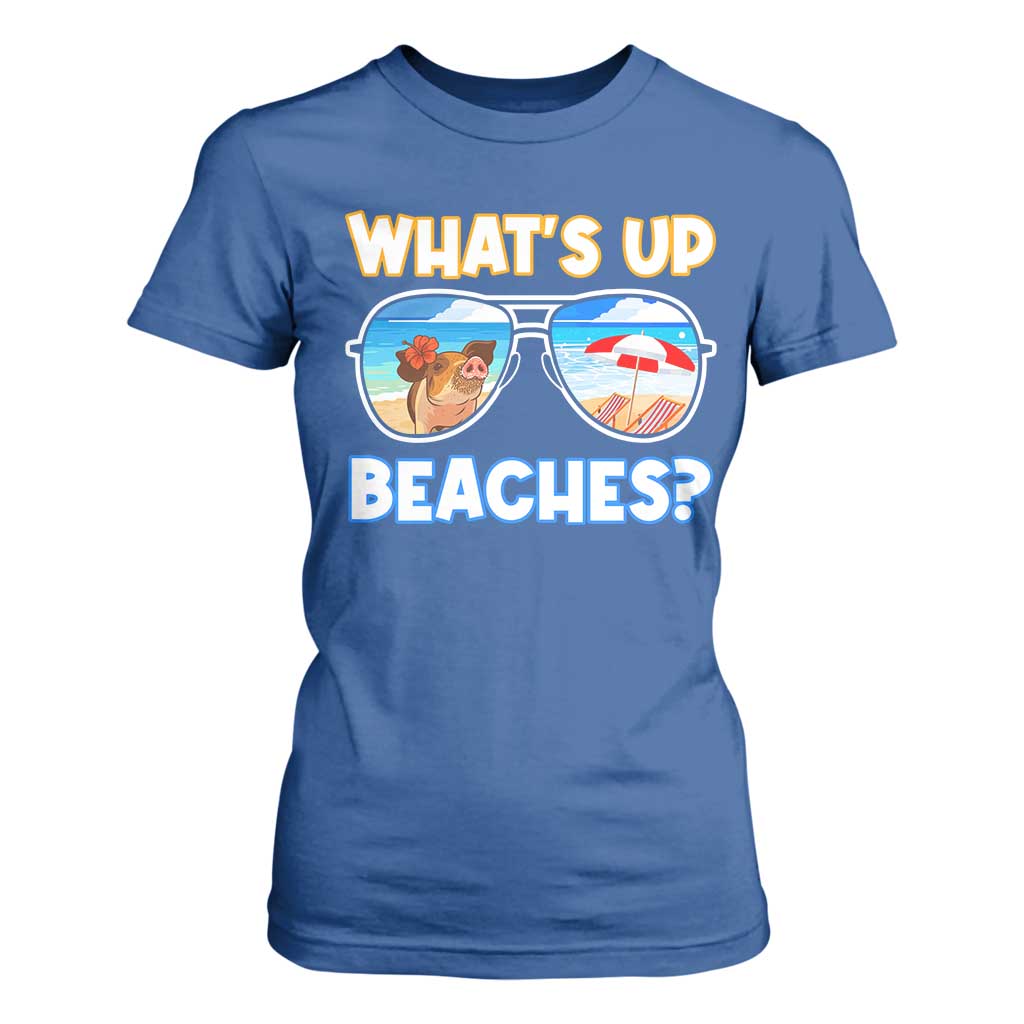 Bahamas Swimming Pigs T Shirt For Women Pig Swim Caribbean Beach Summer Vacation TS10 Royal Blue Print Your Wear