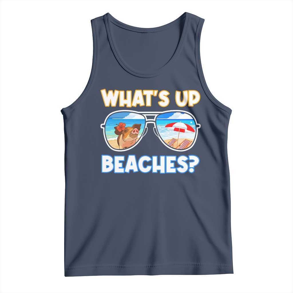 Bahamas Swimming Pigs Tank Top Pig Swim Caribbean Beach Summer Vacation TS10 Navy Print Your Wear