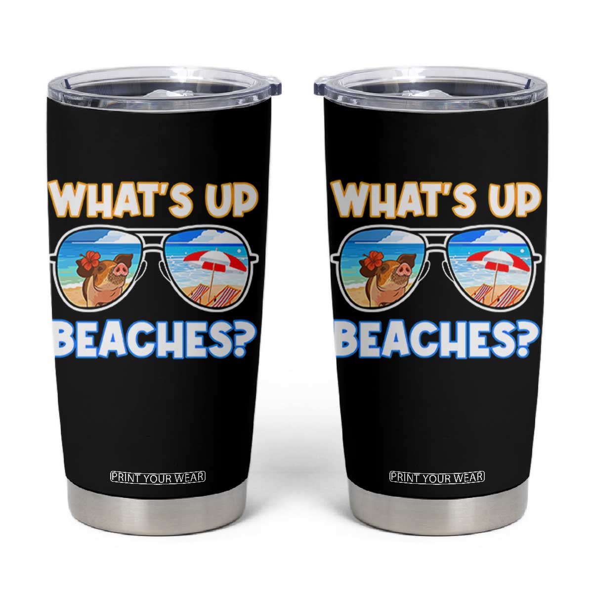 Bahamas Swimming Pigs Tumbler Cup Pig Swim Caribbean Beach Summer Vacation TS10 Black Print Your Wear