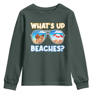 Bahamas Swimming Pigs Youth Sweatshirt Pig Swim Caribbean Beach Summer Vacation TS10 Dark Forest Green Print Your Wear