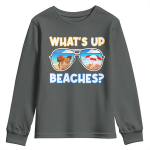 Bahamas Swimming Pigs Youth Sweatshirt Pig Swim Caribbean Beach Summer Vacation TS10 Dark Heather Print Your Wear
