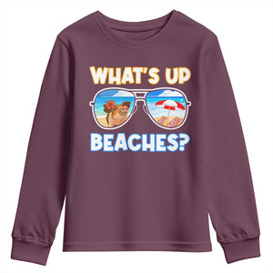 Bahamas Swimming Pigs Youth Sweatshirt Pig Swim Caribbean Beach Summer Vacation TS10 Maroon Print Your Wear