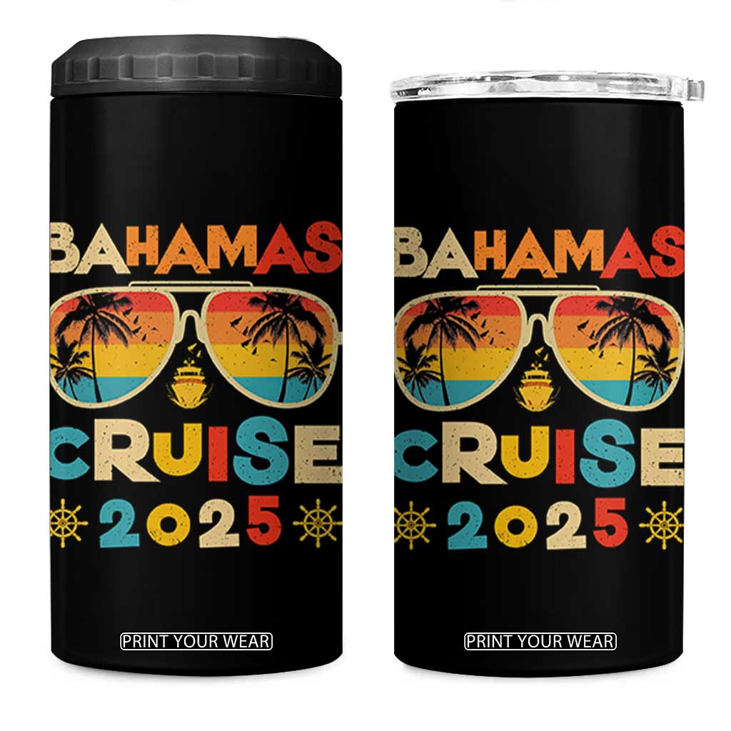 Bahamas Cruise 4 in 1 Can Cooler Tumbler Cruisin Together Matching Family Cruise 2025 TS10 One Size: 16 oz Black Print Your Wear