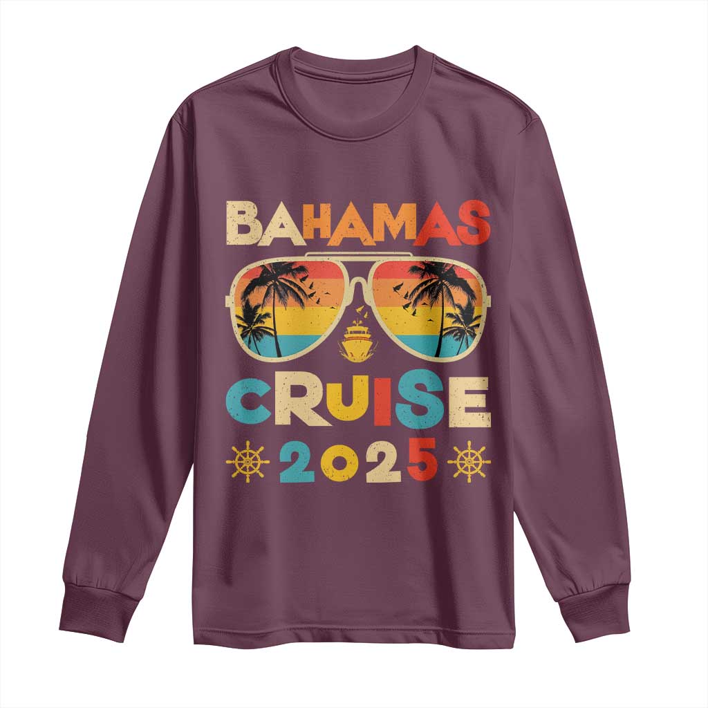 Bahamas Cruise Long Sleeve Shirt Cruisin Together Matching Family Cruise 2025 TS10 Maroon Print Your Wear