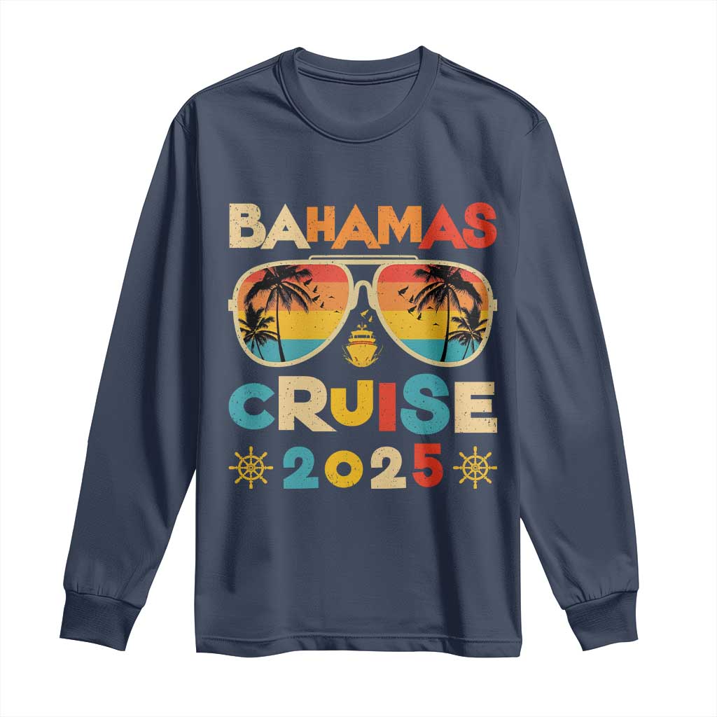 Bahamas Cruise Long Sleeve Shirt Cruisin Together Matching Family Cruise 2025 TS10 Navy Print Your Wear