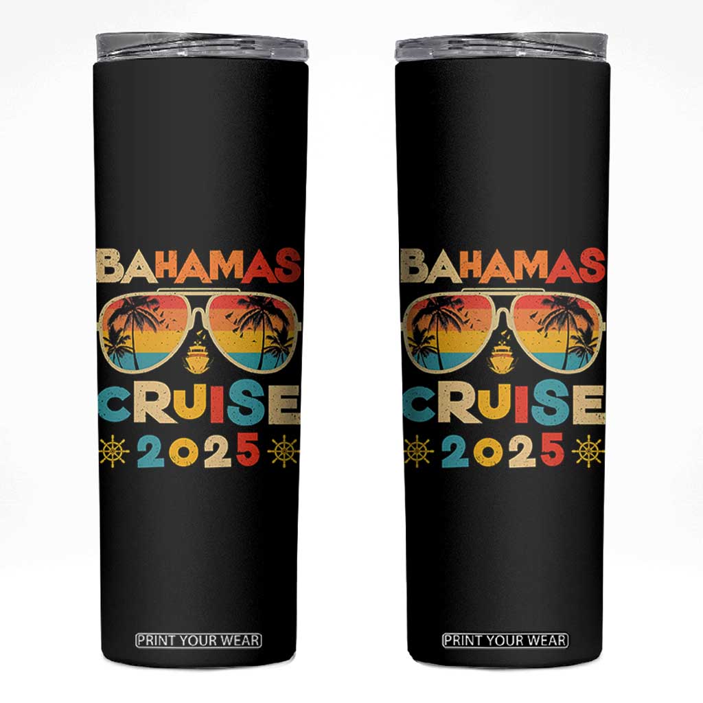 Bahamas Cruise Skinny Tumbler Cruisin Together Matching Family Cruise 2025 TS10 Black Print Your Wear