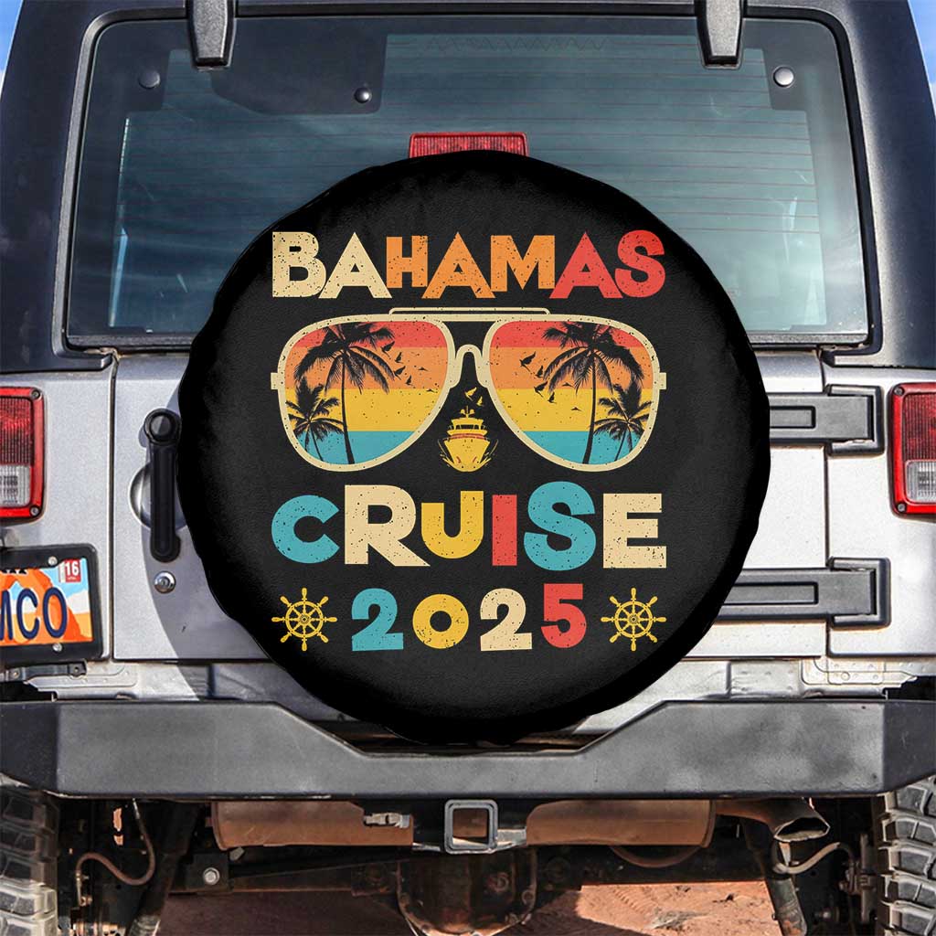 Bahamas Cruise Spare Tire Cover Cruisin Together Matching Family Cruise 2025 TS10 No hole Black Print Your Wear