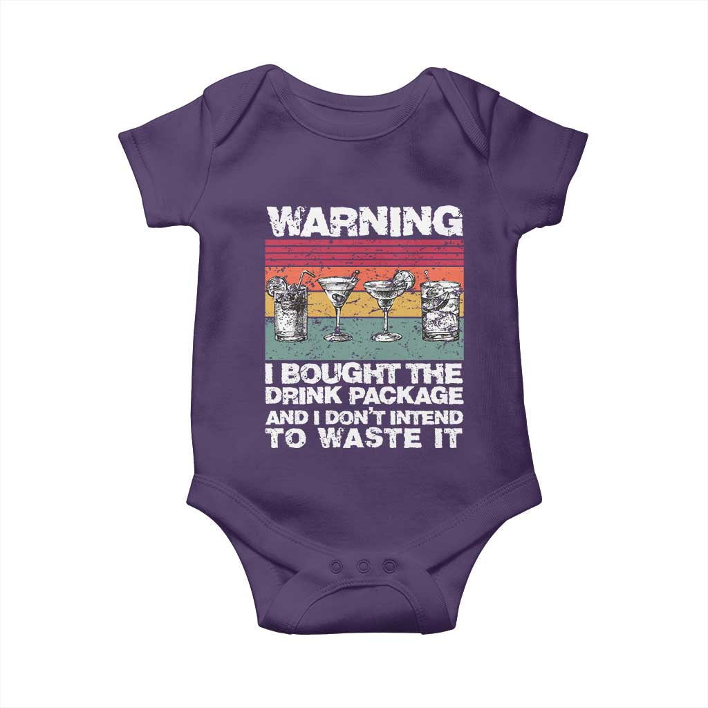 Funny Cruise Baby Onesie Warning I Bought The Drink Package Retro Vintage TS10 Purple Print Your Wear