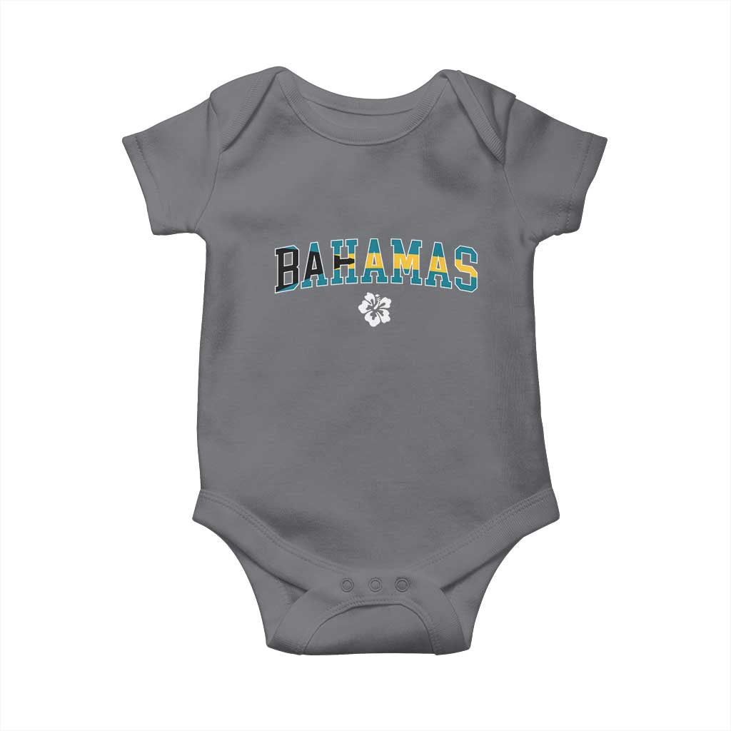 Bahamas Flag Baby Onesie Caribbean Hibiscus Flower Beach Summer Vacation TS10 Charcoal Print Your Wear