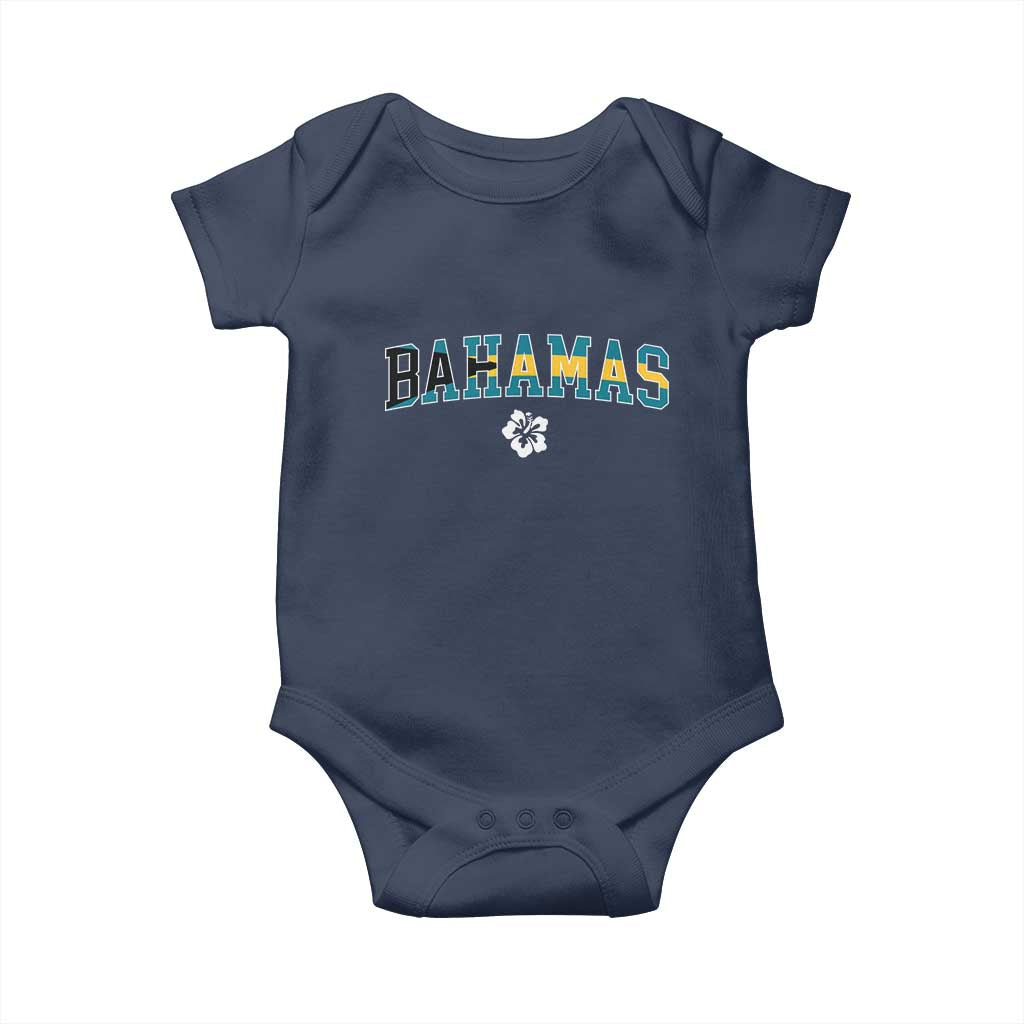 Bahamas Flag Baby Onesie Caribbean Hibiscus Flower Beach Summer Vacation TS10 Navy Print Your Wear