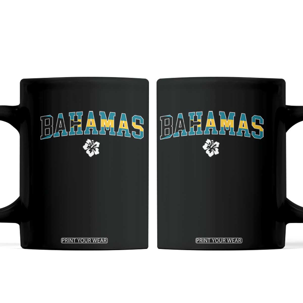 Bahamas Flag Coffee Mug Caribbean Hibiscus Flower Beach Summer Vacation TS10 Black Print Your Wear