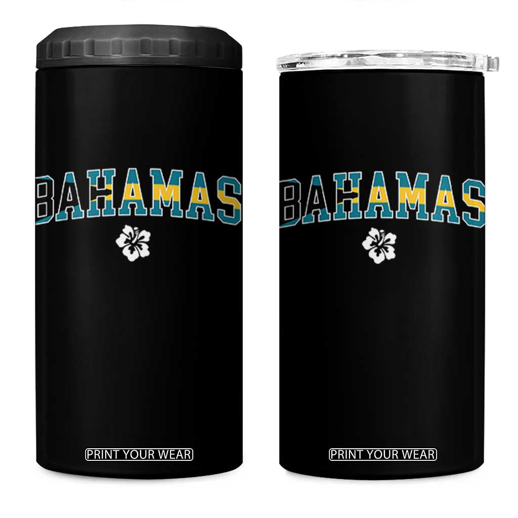 Bahamas Flag 4 in 1 Can Cooler Tumbler Caribbean Hibiscus Flower Beach Summer Vacation TS10 One Size: 16 oz Black Print Your Wear