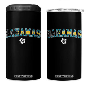 Bahamas Flag 4 in 1 Can Cooler Tumbler Caribbean Hibiscus Flower Beach Summer Vacation TS10 One Size: 16 oz Black Print Your Wear