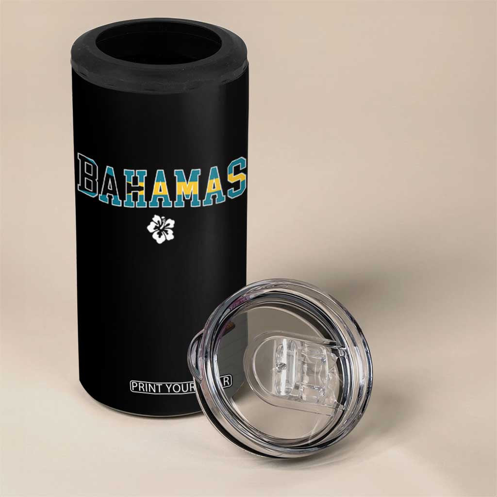 Bahamas Flag 4 in 1 Can Cooler Tumbler Caribbean Hibiscus Flower Beach Summer Vacation TS10 Print Your Wear