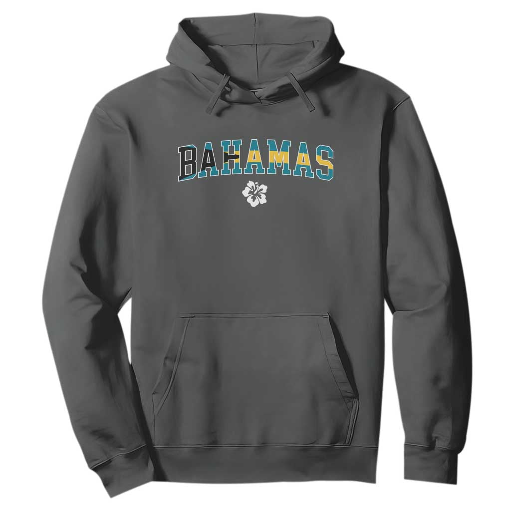 Bahamas Flag Hoodie Caribbean Hibiscus Flower Beach Summer Vacation TS10 Dark Heather Print Your Wear