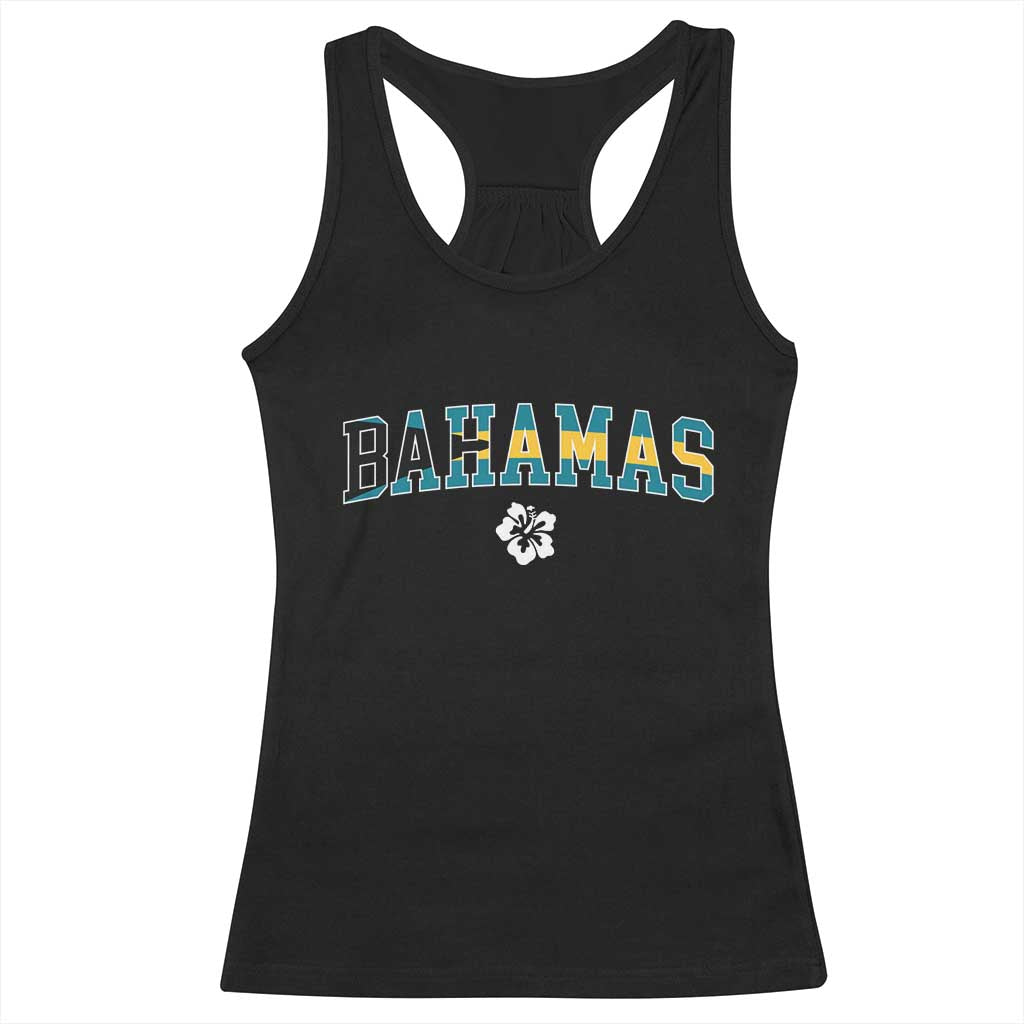 Bahamas Flag Racerback Tank Top Caribbean Hibiscus Flower Beach Summer Vacation TS10 Black Print Your Wear