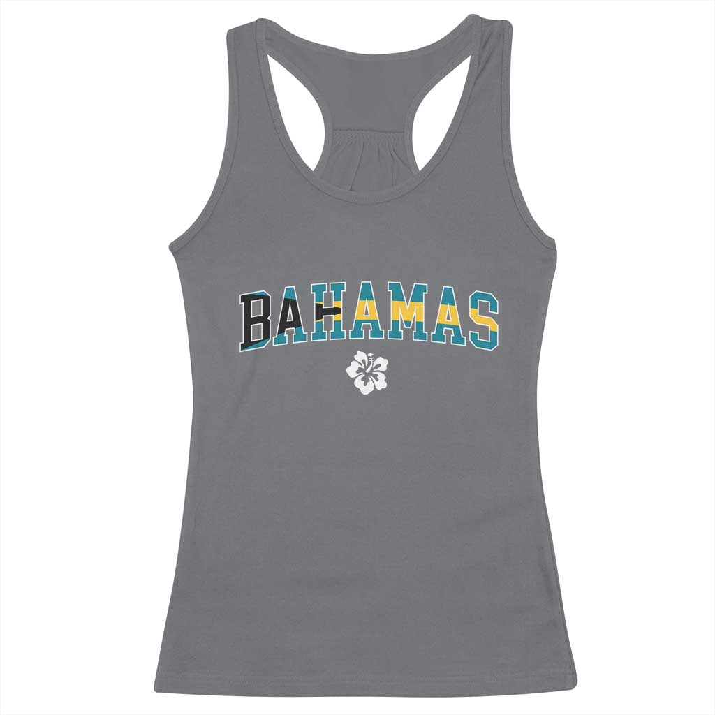 Bahamas Flag Racerback Tank Top Caribbean Hibiscus Flower Beach Summer Vacation TS10 Charcoal Print Your Wear