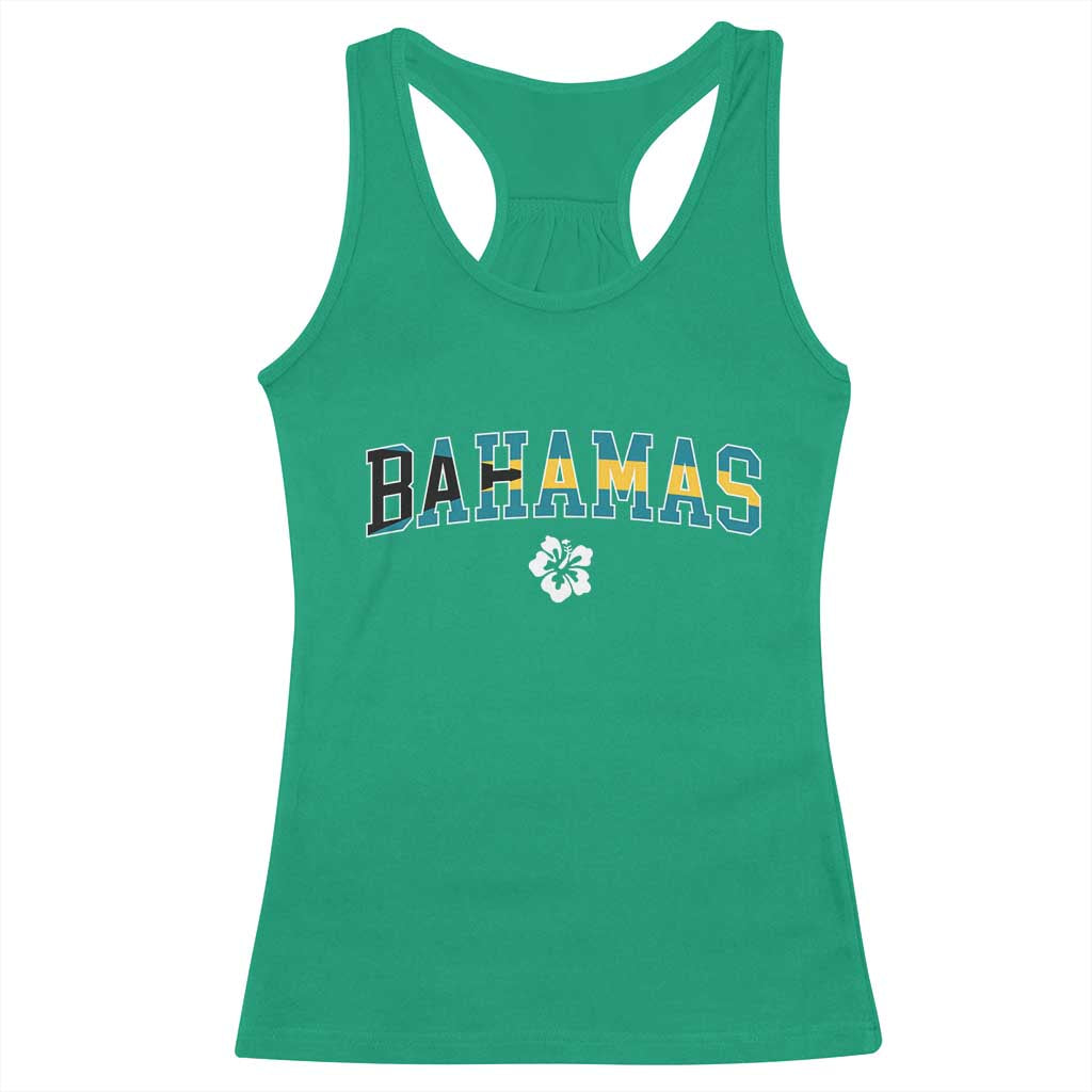 Bahamas Flag Racerback Tank Top Caribbean Hibiscus Flower Beach Summer Vacation TS10 Irish Green Print Your Wear