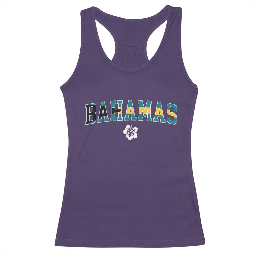 Bahamas Flag Racerback Tank Top Caribbean Hibiscus Flower Beach Summer Vacation TS10 Purple Print Your Wear