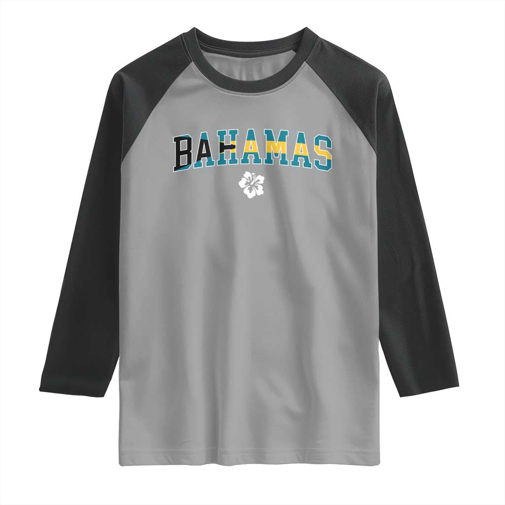 Bahamas Flag Raglan Shirt Caribbean Hibiscus Flower Beach Summer Vacation TS10 Sport Gray Black Print Your Wear